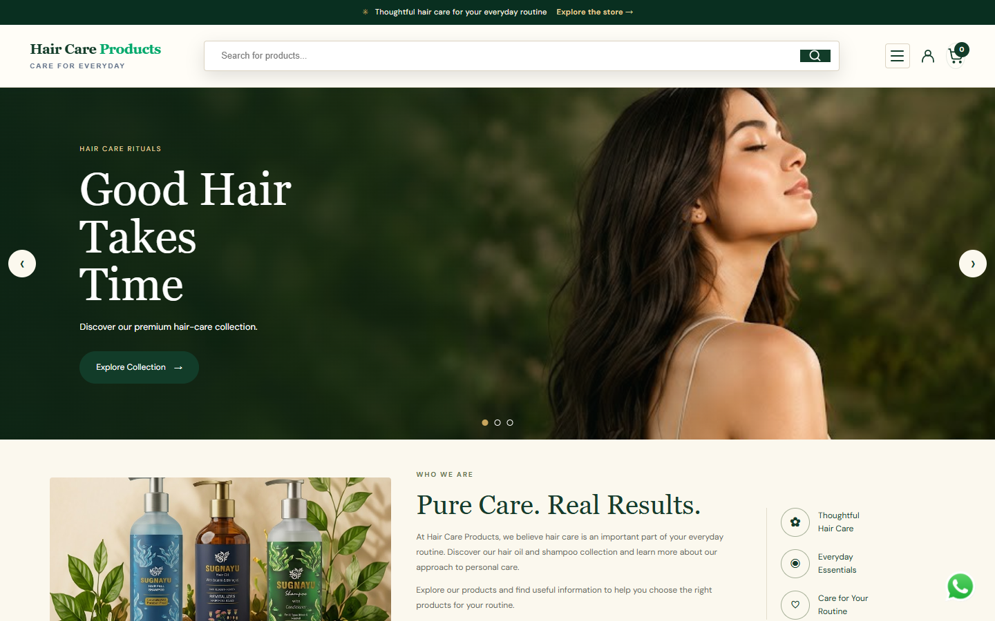 Hair Care Products Live eCommerce Store Demonstration